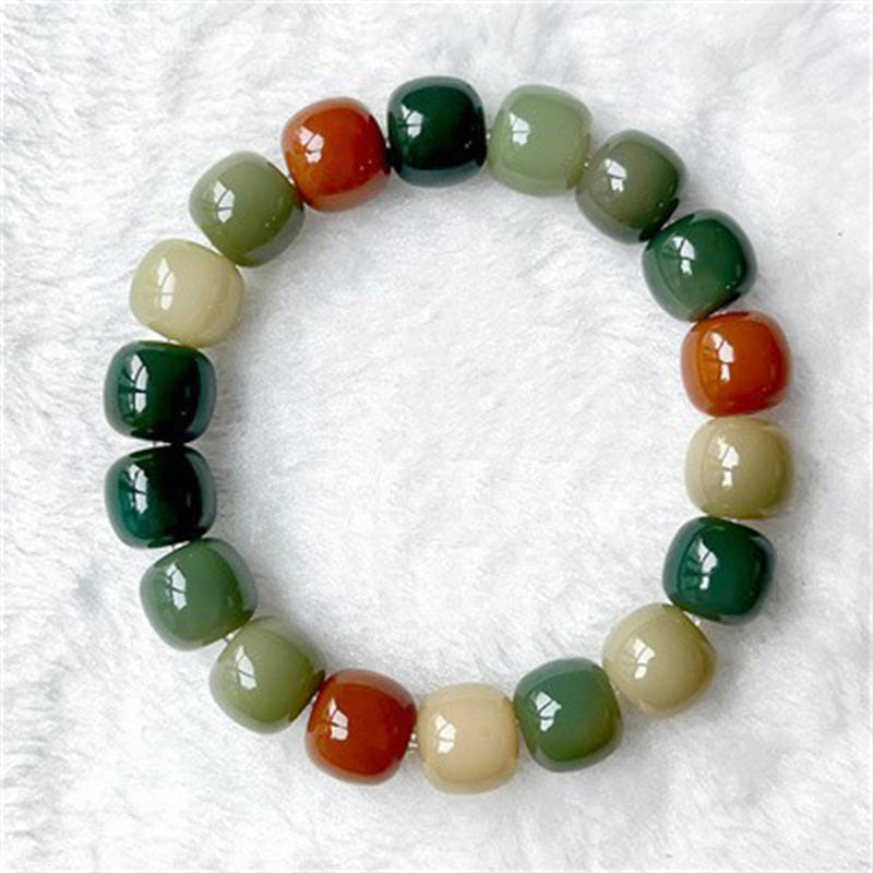 Violet Bracelet with Natural Bodhi Seeds Wrap
