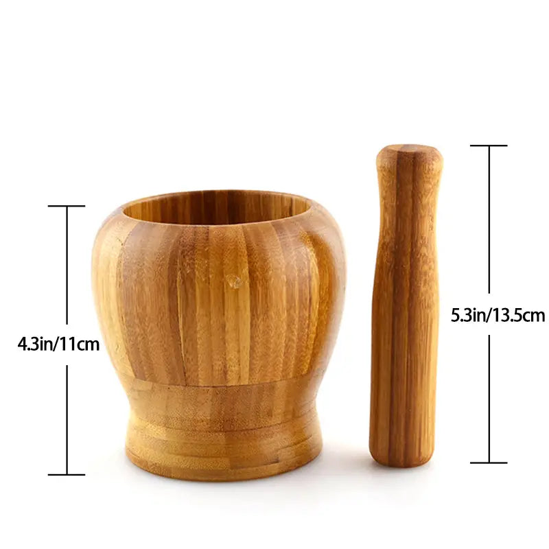 2pcs Premium Bamboo Mortar and Pestle Set for Herbs