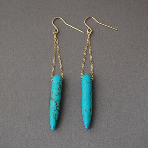Tribal Spirit Turquoise Gold Plated Earrings