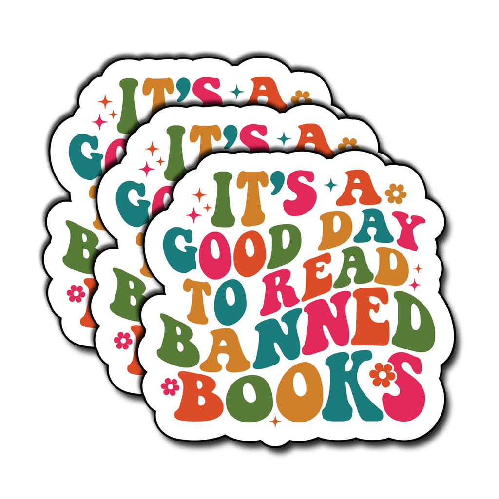 (3Pcs) Its A Good Day To Read Banned Books Sticker Kindle Stickers Reading Stickers Bookish Water Assistant Vinyl Stickers for Laptop Phone Water Bottles Kindle Sticker Gifts For Books Lover 3"