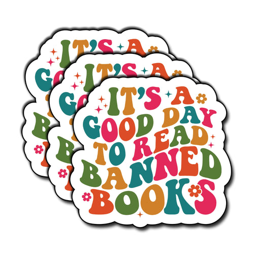 (3Pcs) Its A Good Day To Read Banned Books Sticker Kindle Stickers Reading Stickers Bookish Water Assistant Vinyl Stickers for Laptop Phone Water Bottles Kindle Sticker Gifts For Books Lover 3"