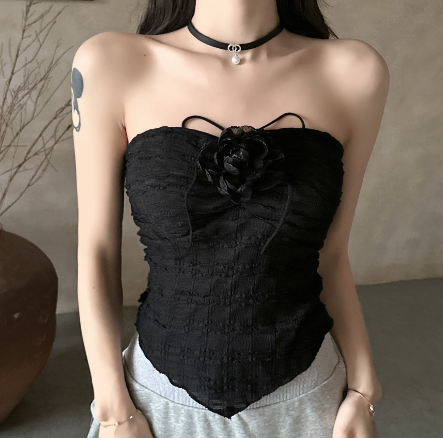 Japanese Women's High Waist Ruffled Lace Shirt