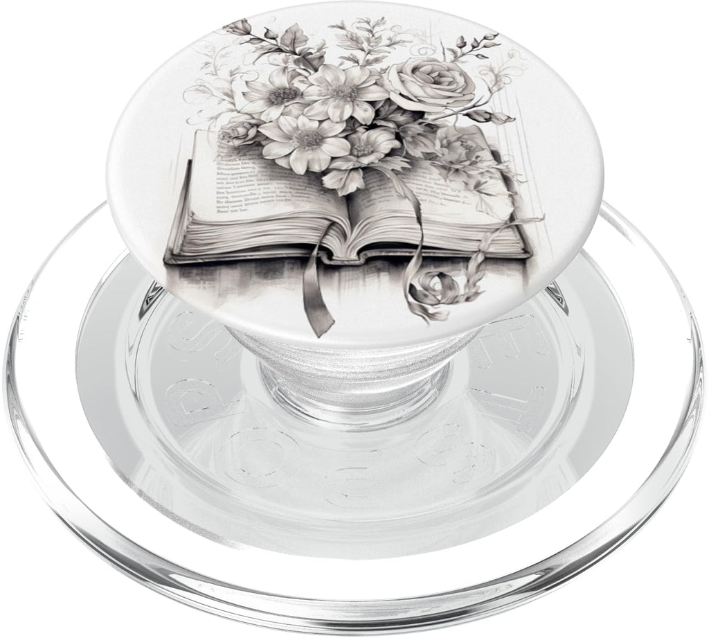Books And Flowers Reading Book Lover Floral PopSockets MagSafe PopGrip for iPhone