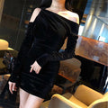 Off-Shoulder Velvet Dress