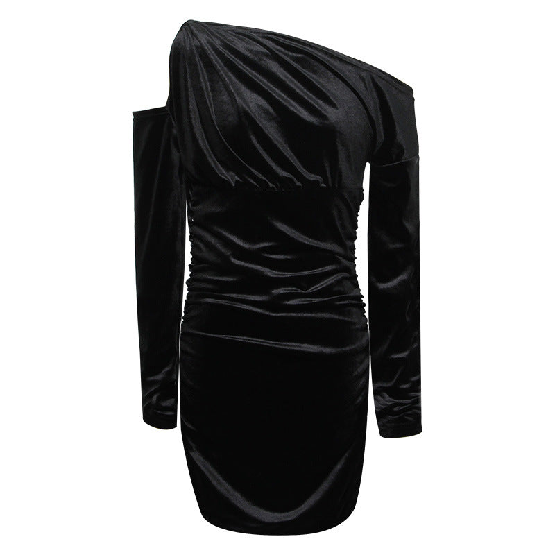 Off-Shoulder Velvet Dress