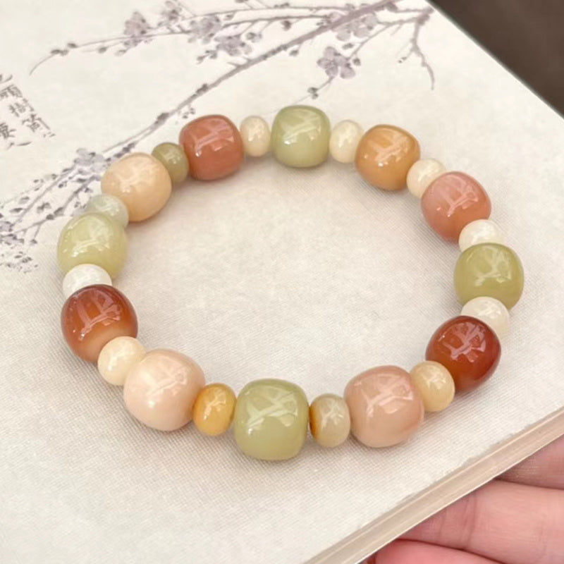 Violet Bracelet with Natural Bodhi Seeds Wrap