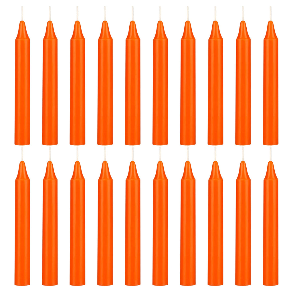 Mega Candles 20 pcs Unscented Orange Exquisite Mini Taper Candles 4 Inch Tall x 1/2 Inch Diameter Magic Chimes Enchantment Rituals Casting Spells Witchcraft Wiccan Altar Metaphysical