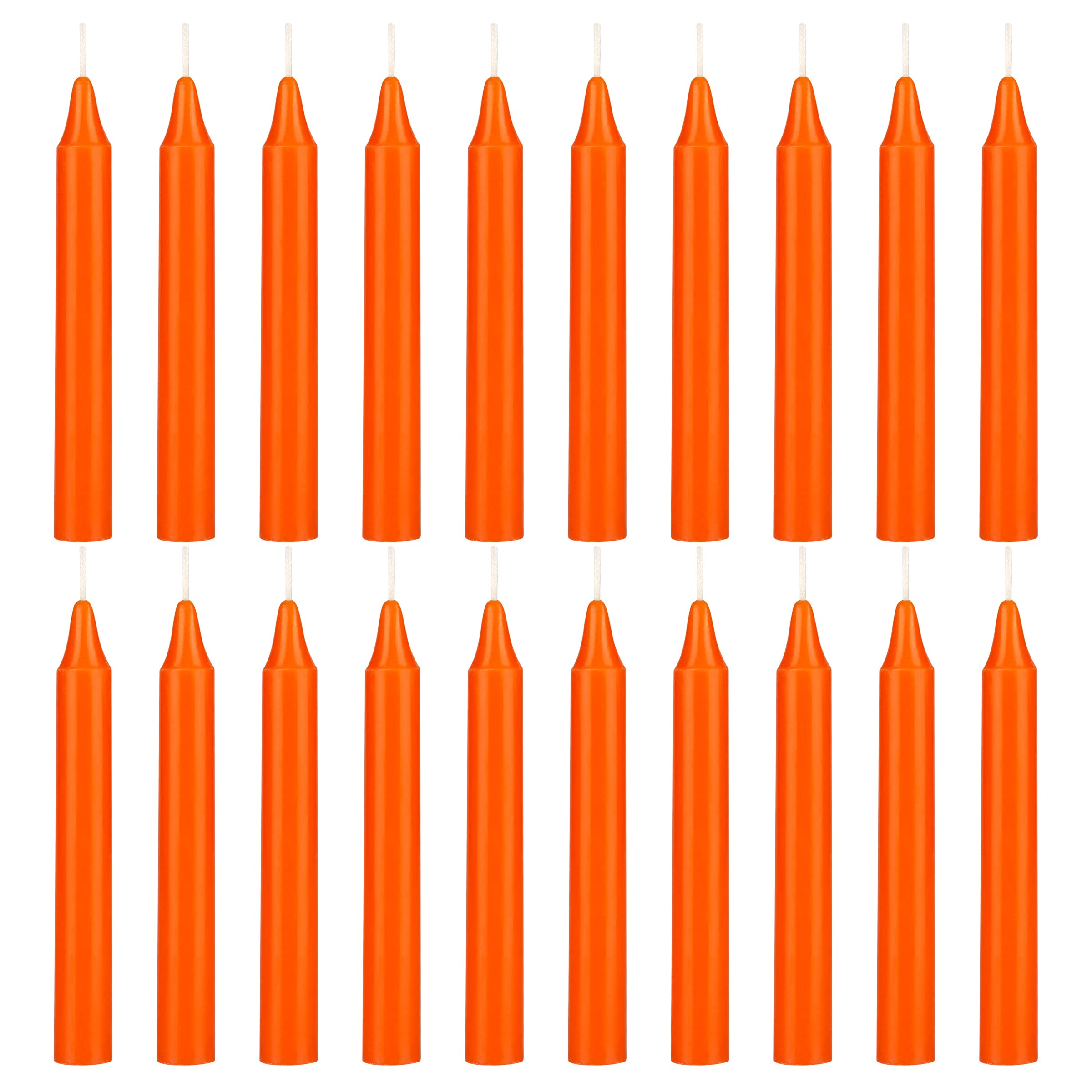 Mega Candles 20 pcs Unscented Orange Exquisite Mini Taper Candles 4 Inch Tall x 1/2 Inch Diameter Magic Chimes Enchantment Rituals Casting Spells Witchcraft Wiccan Altar Metaphysical