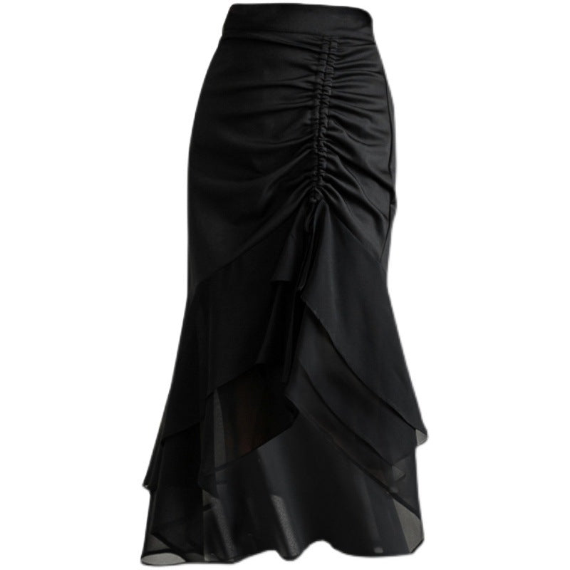 High Waist Drawstring Fishtail Skirt for Women