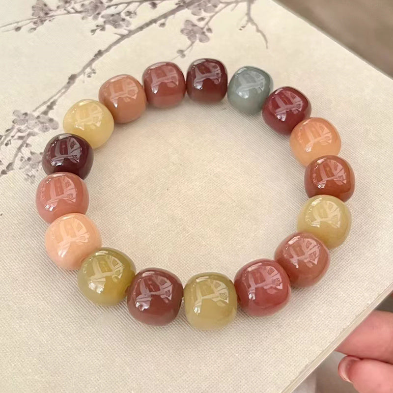 Violet Bracelet with Natural Bodhi Seeds Wrap