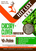 HIT LIST SEED® Chicory + Clover Food Plot Seeds for Deer [Perennial] - Deer Food Plot Seed Perennial - Deer Plot Seed Mix - Chicory Ladino Clover Red Clover - Spring Summer & Fall Planting - 3 lbs