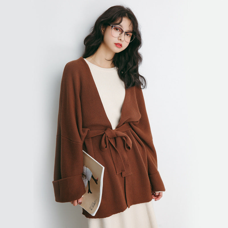 Knit Overlay Mid-Length Cardigan Sweater for Women
