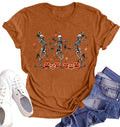 Dancing Skeleton Shirt Women Halloween T-Shirt Fall Pumpkin Skeleton Tees Casual Halloween Party Tops