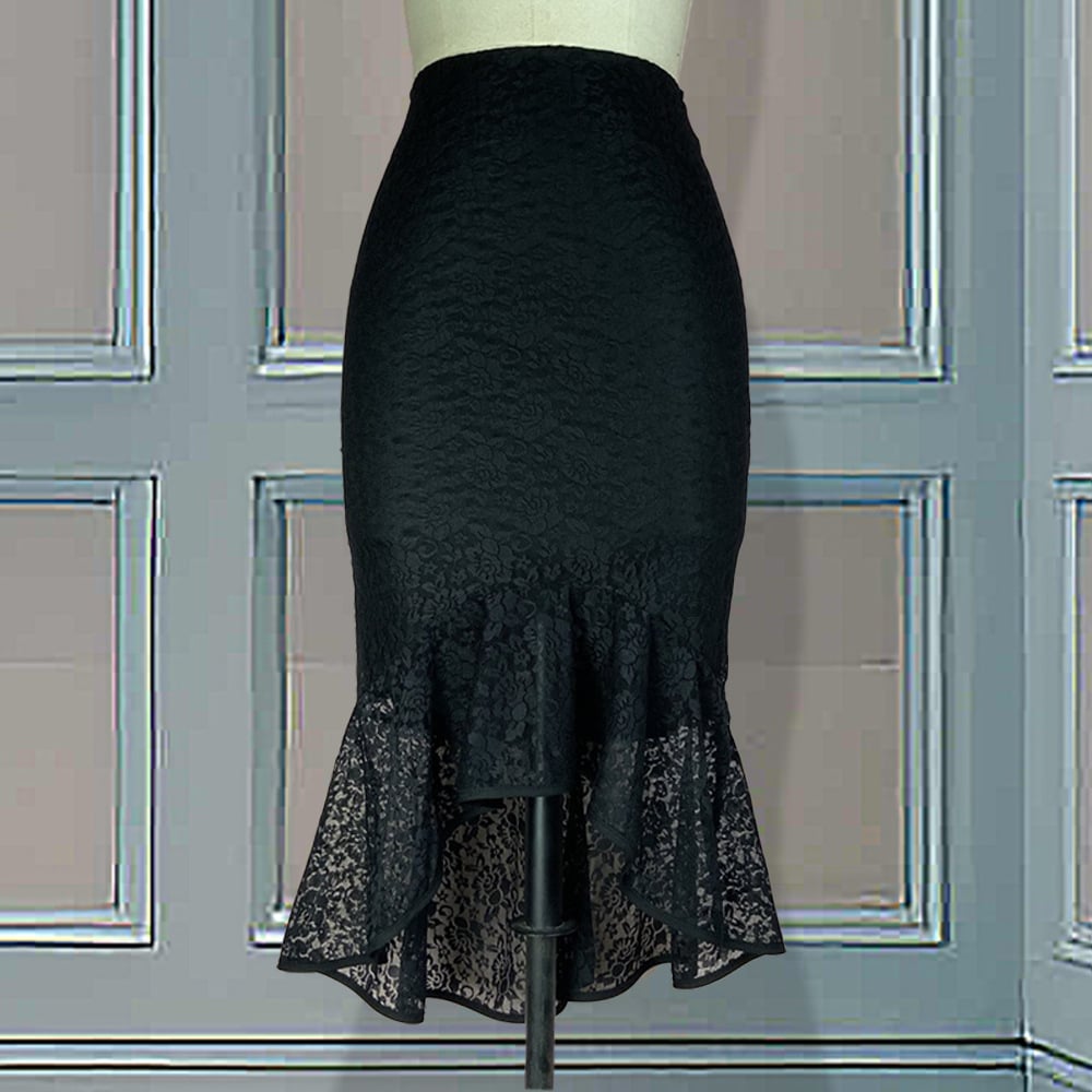 Hollow Lace High Waist Irregular Fishtail Skirt