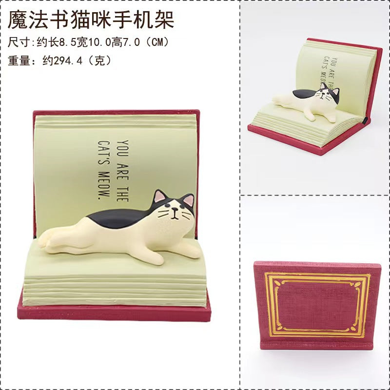 Creative Resin Cat Desktop Decor for Books & Phones