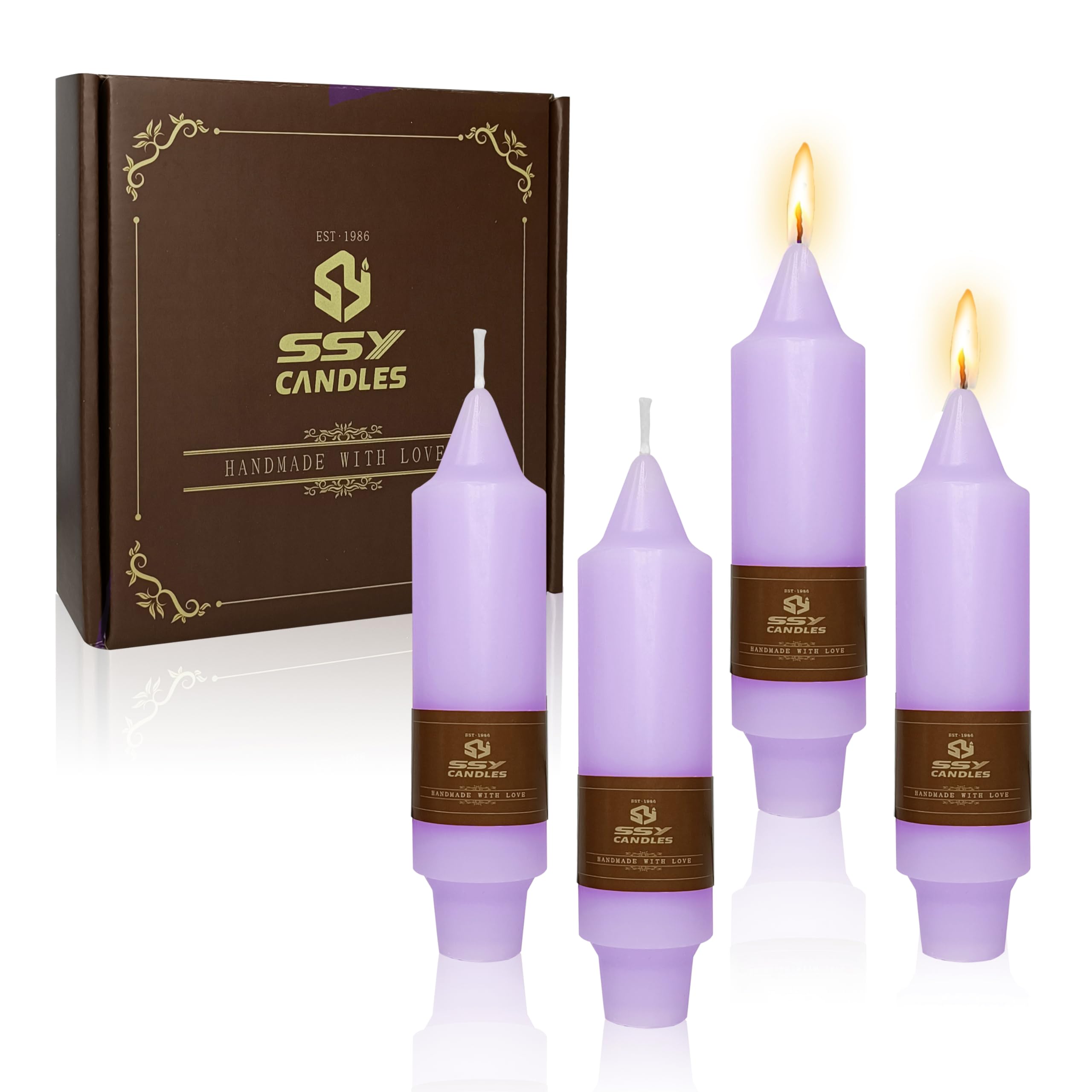 Lilac Purple Short Taper Candle Candle Sticks 5 Inch Mini Pillar Candles Small Taper Candles 4PCS Handmade Unscenteds Candlesticks for Chimes Rituals Spell Wedding Religious Home Decor