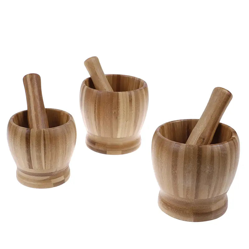 Wooden Mortar and Pestle Set for Garlic and Herbs