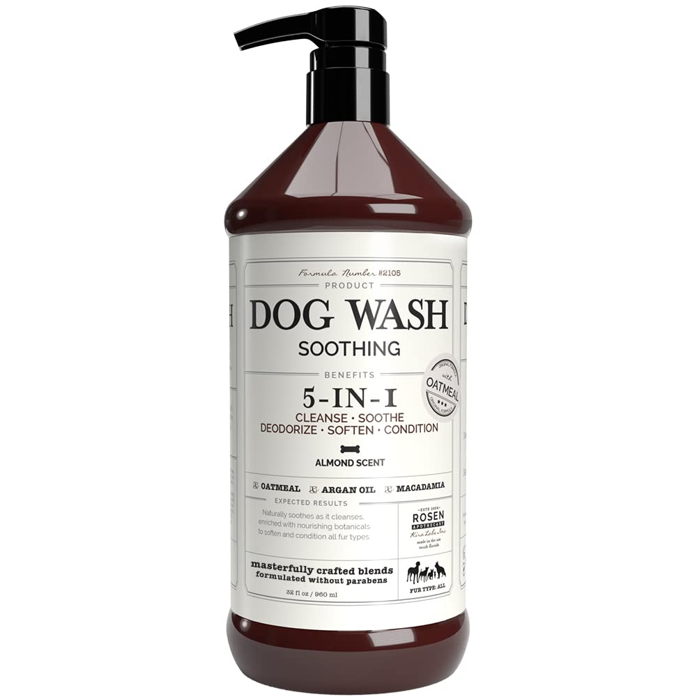 Rosen Apothecary 5-in-1 Dog Wash Soothing Almond Oatmeal Shampoo 960ml/32oz by Kira Labs