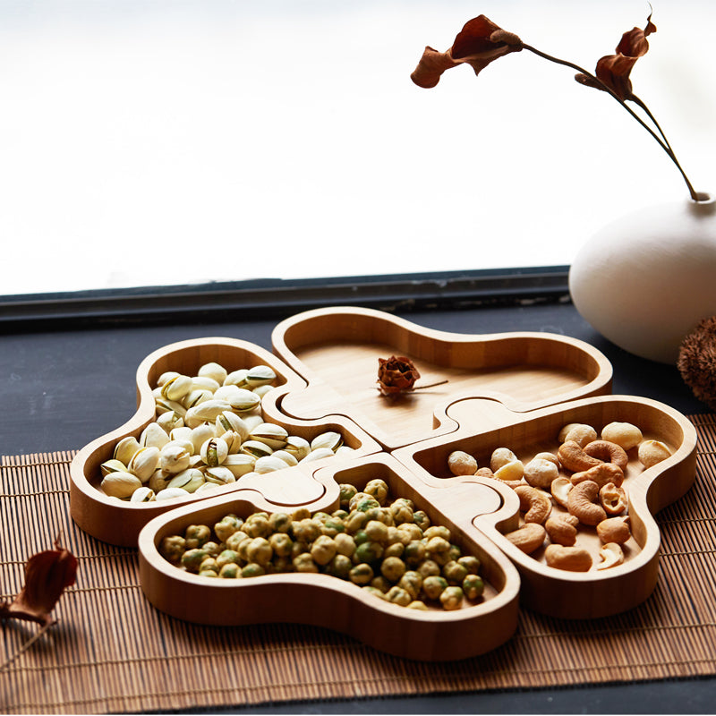 Creative Wooden Puzzle Snack Plate for Fruits & Seeds