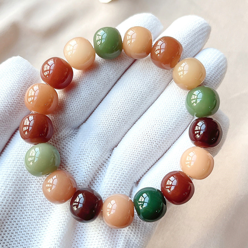 Violet Bracelet with Natural Bodhi Seeds Wrap