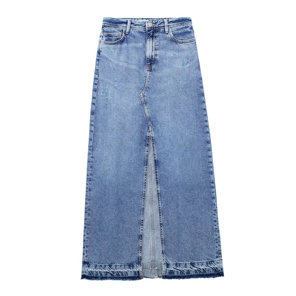 2024 Spring Women's Fashion Mid-Length Denim Skirt