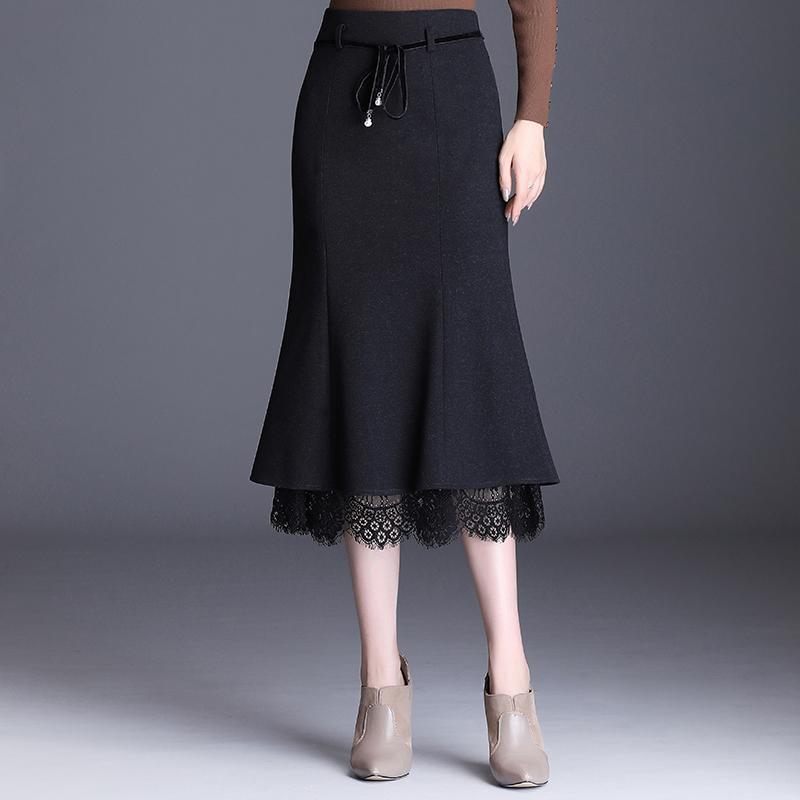 Irregular Ruffled High Waist Plaid Fishtail Skirt