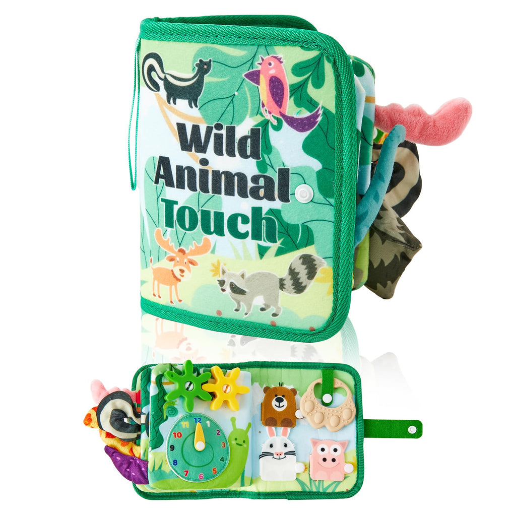 VAOZIURE Baby Books Toys Soft Touch Baby Books Cute Animal Theme Baby Cloth Books Green and Soft Stuffed Baby Books Toys for Baby Sensory Toys and Early Learning Gifts for Boy & Girls