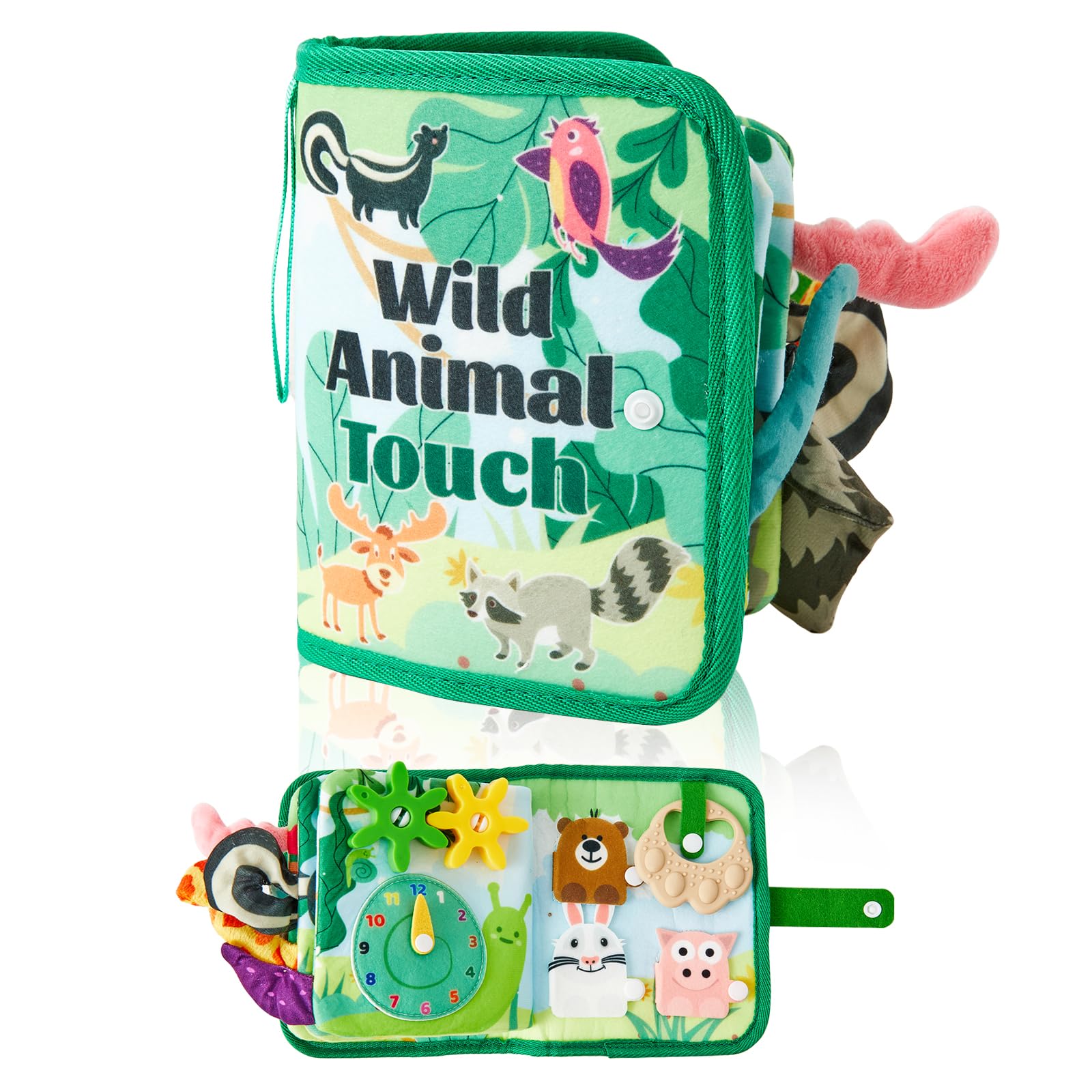 VAOZIURE Baby Books Toys Soft Touch Baby Books Cute Animal Theme Baby Cloth Books Green and Soft Stuffed Baby Books Toys for Baby Sensory Toys and Early Learning Gifts for Boy & Girls