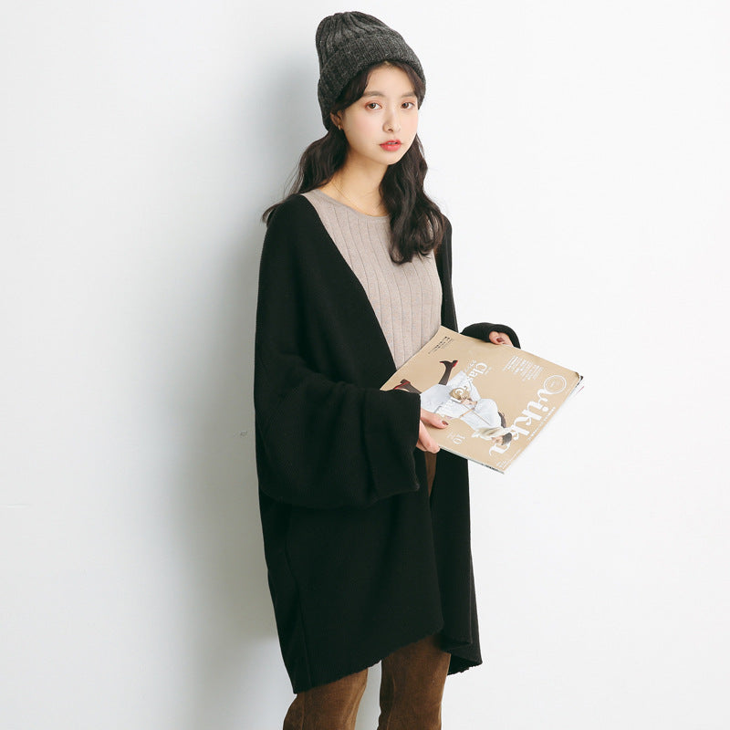 Knit Overlay Mid-Length Cardigan Sweater for Women