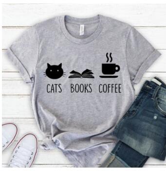 Cats Books Coffee Graphic Tee (Street Style)